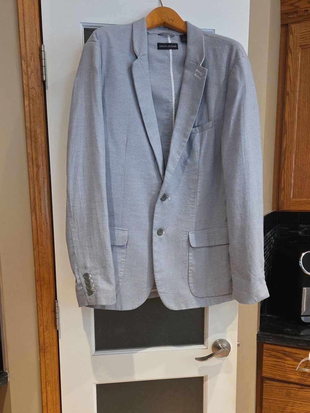 DKNY Light Gray Men's Sport Coat - Textured Two-Button Blazer